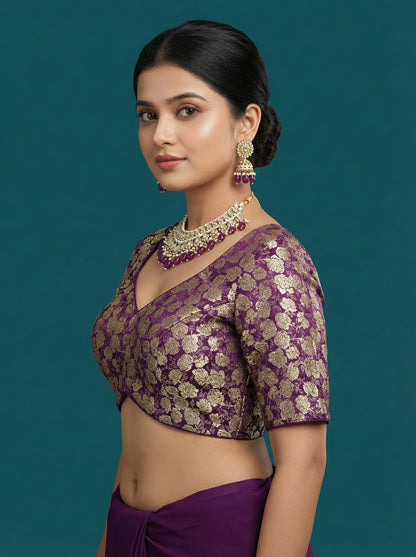 Woven Wine Design Blouse