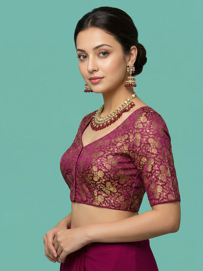 Woven Magenta Design Blouse