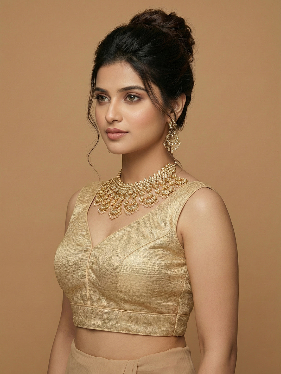 Woven Gold Design Blouse