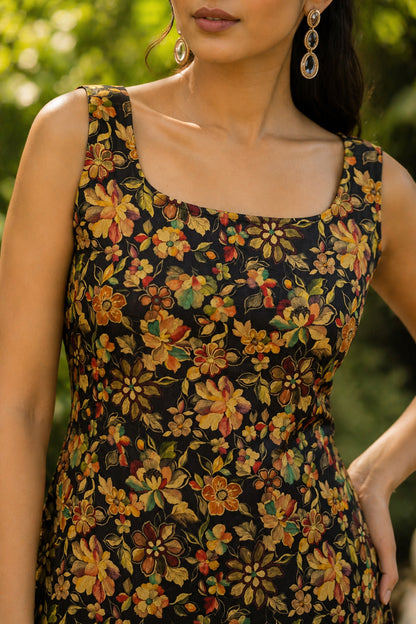 Floral Printed Square Neck Kurti