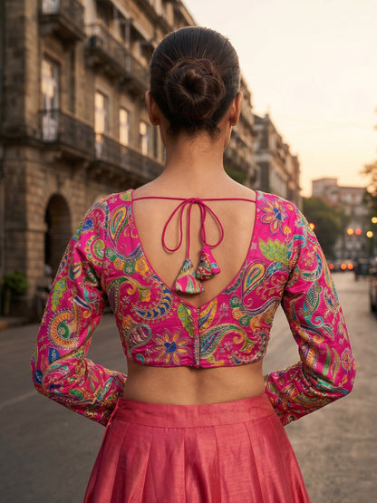 Women Pink Embroidered Blouse