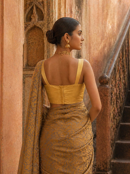 Solid Tafeta Gold Saree Blouse
