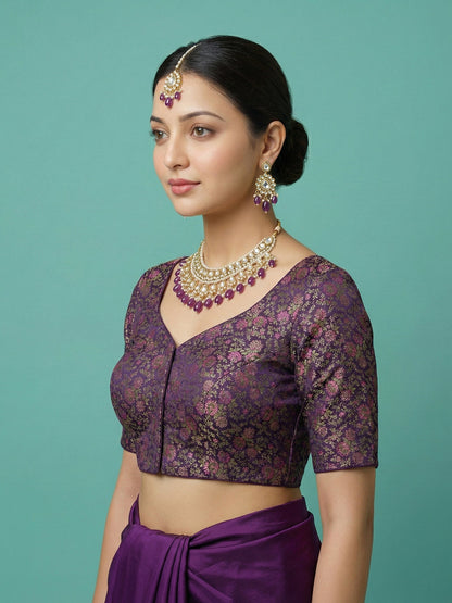 Woven Wine Design Blouse