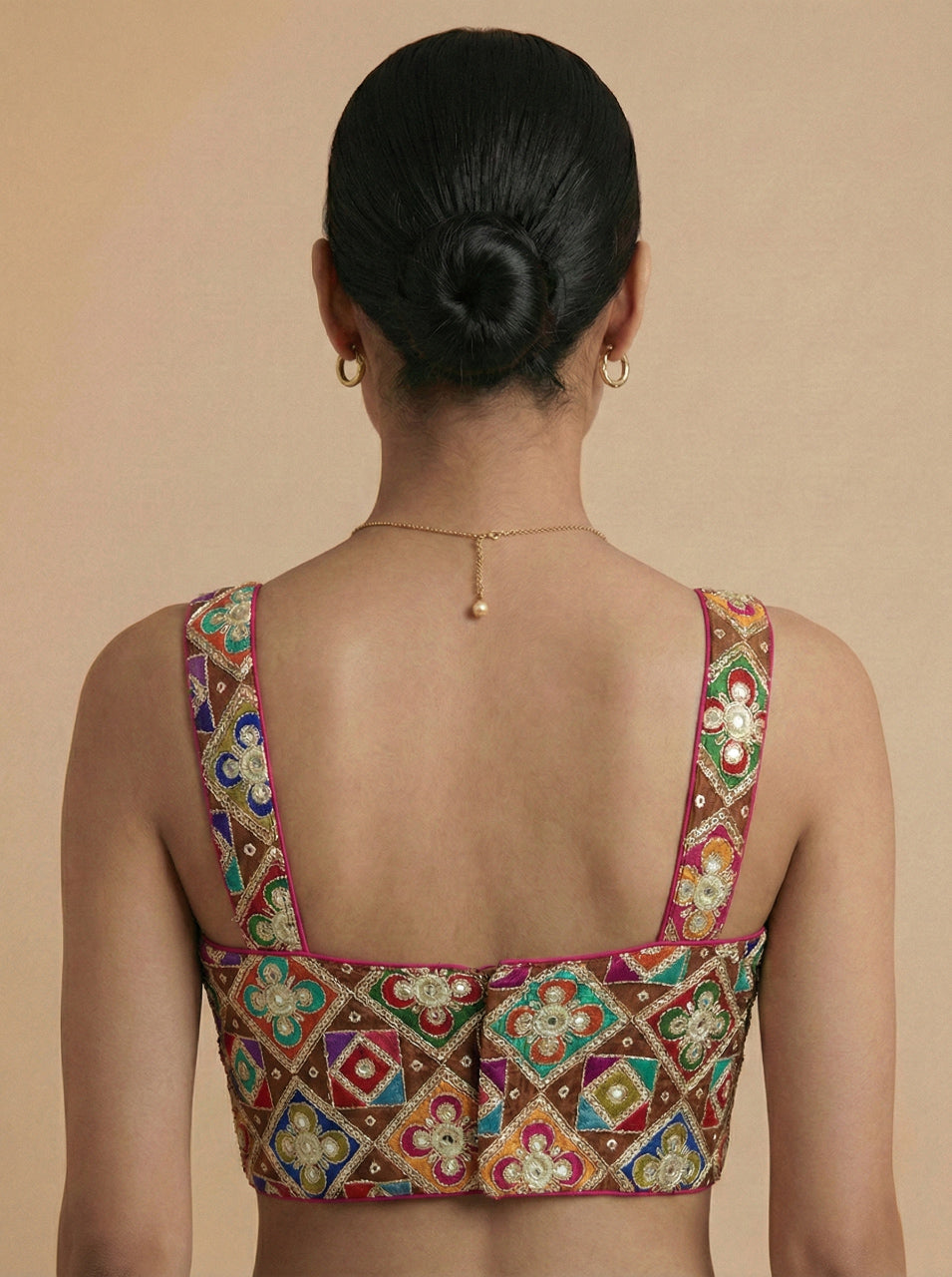 Viraasat Brown Embroidered Designer Saree Blouse