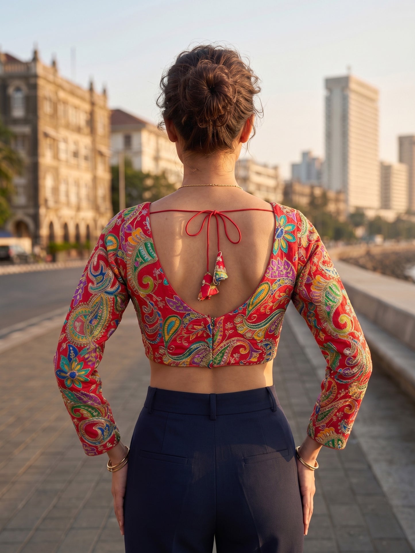 Women Red Embroidered Blouse