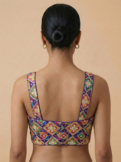 Viraasat Purple Embroidered Designer Saree Blouse