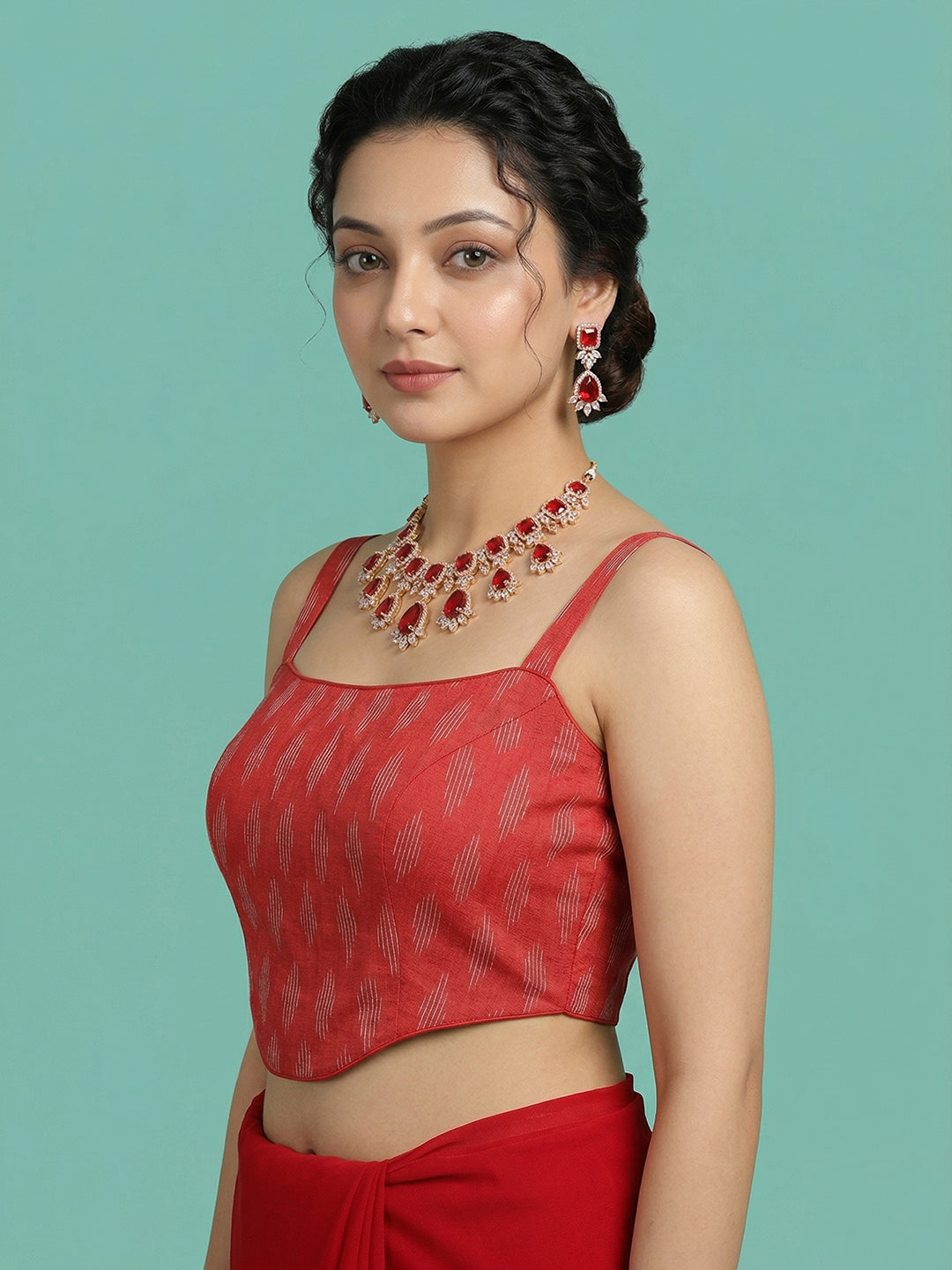 Cotton Blend Woven Design Saree Blouse