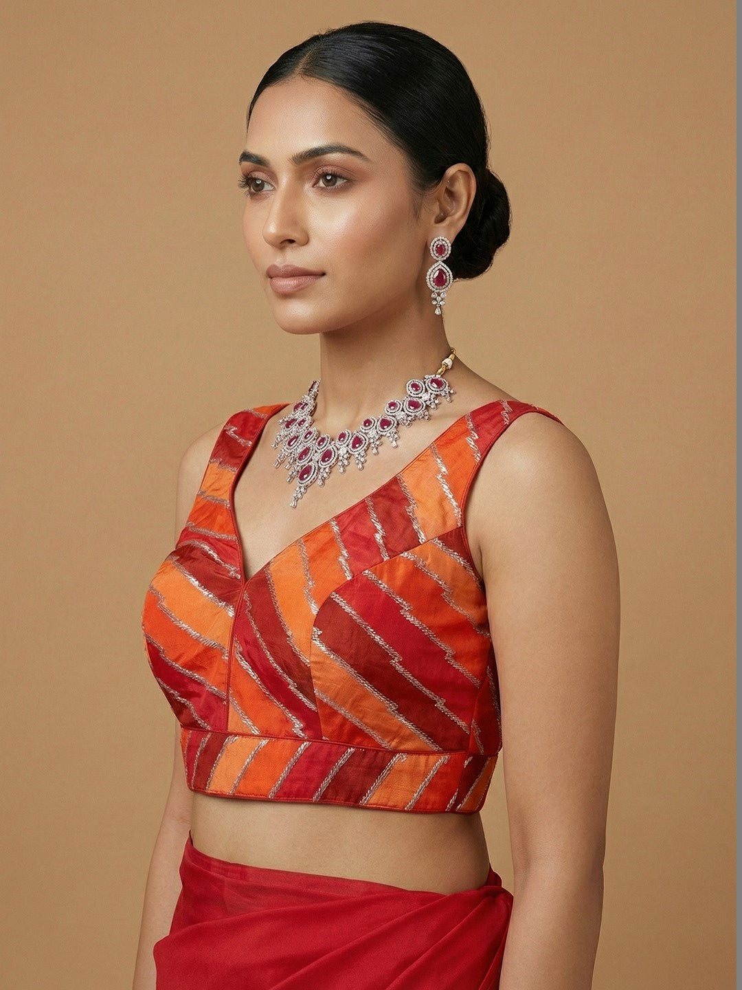 Multi Orange Coloured Blouse