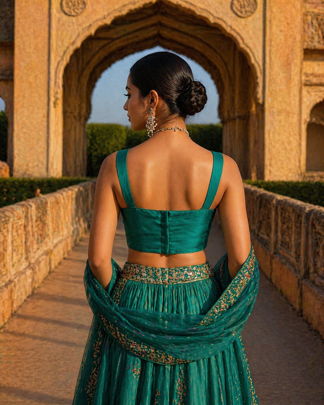 Solid Tafeta Teal Saree Blouse