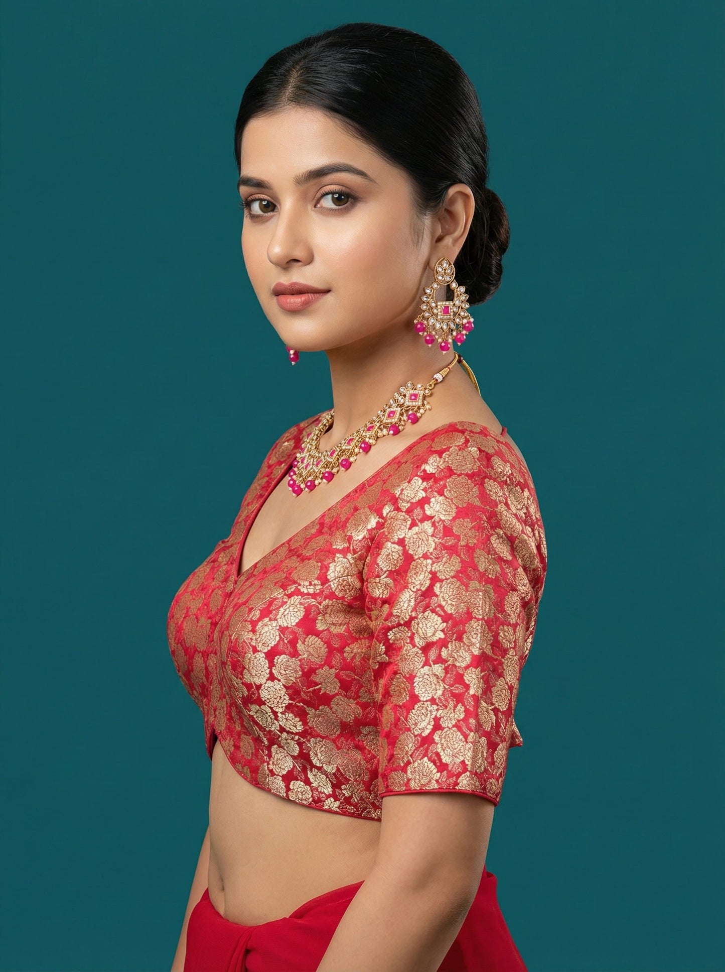 Woven Red Design Blouse