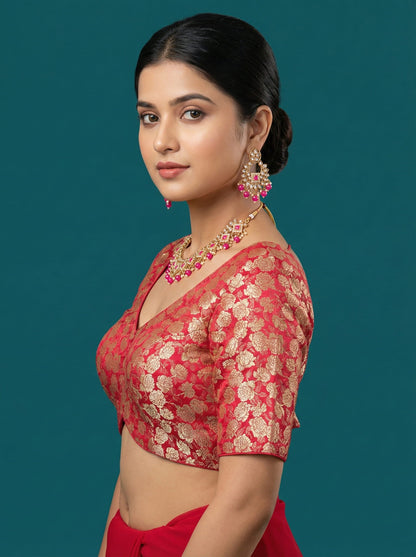 Woven Red Design Blouse