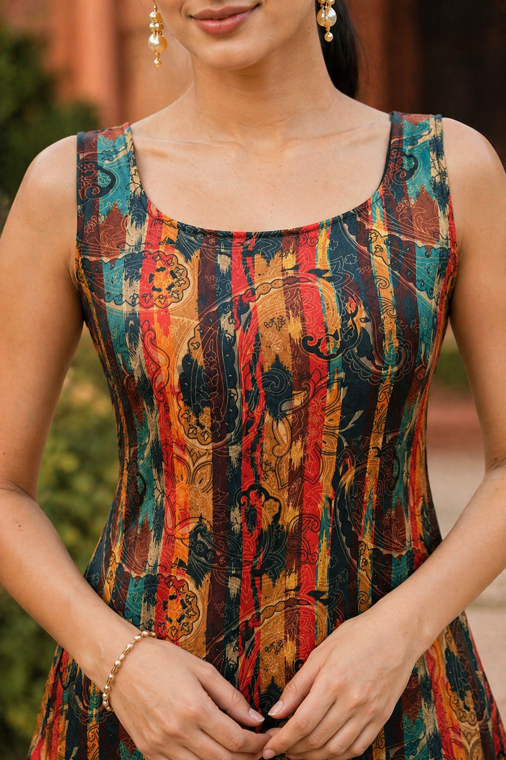 Floral Printed Square Neck Kurti