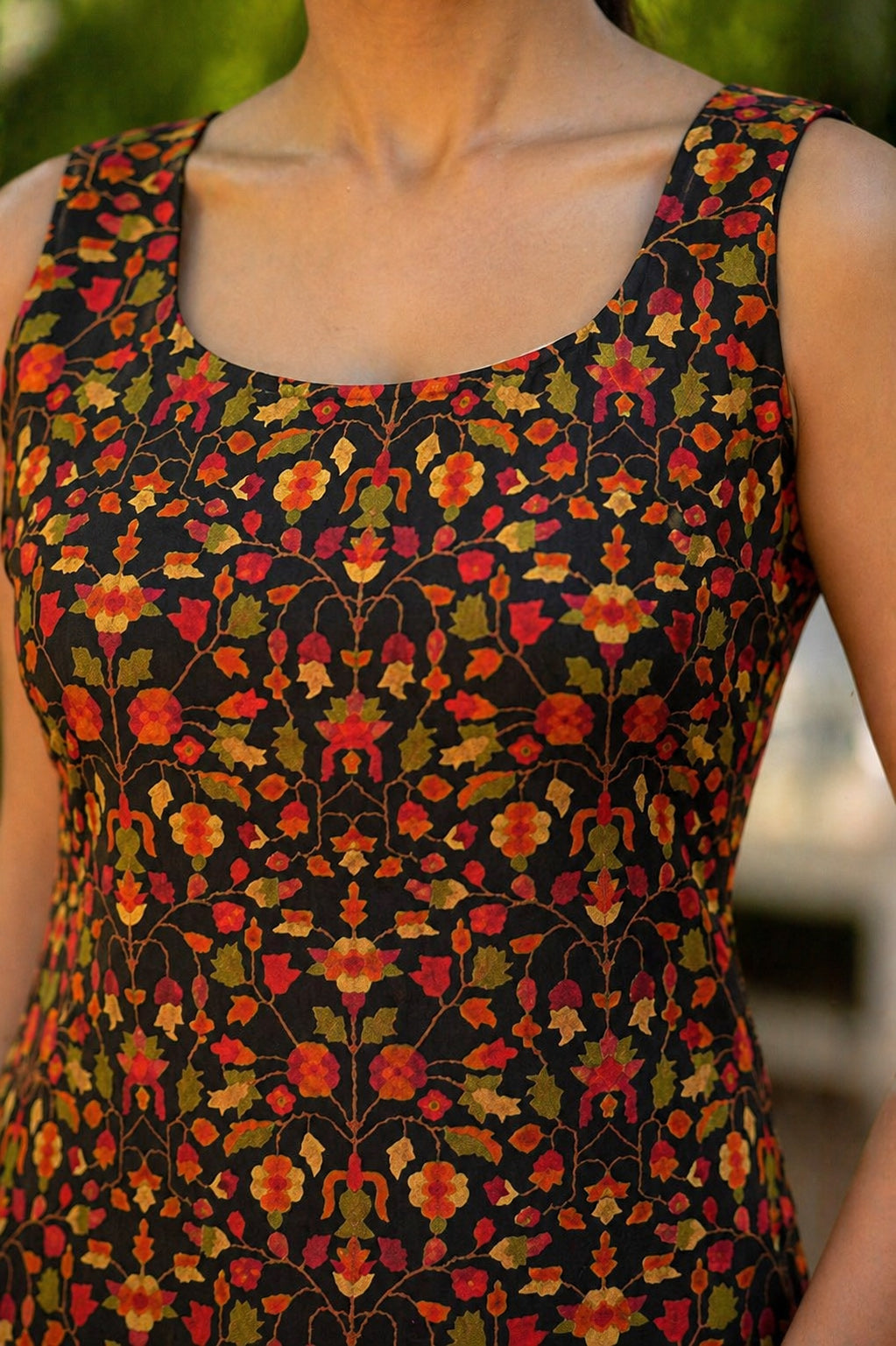 Floral Printed Square Neck Kurti