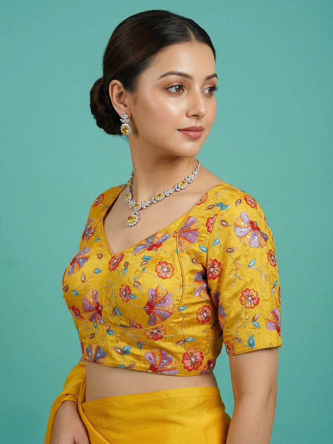 Silk Yellow Saree Blouse