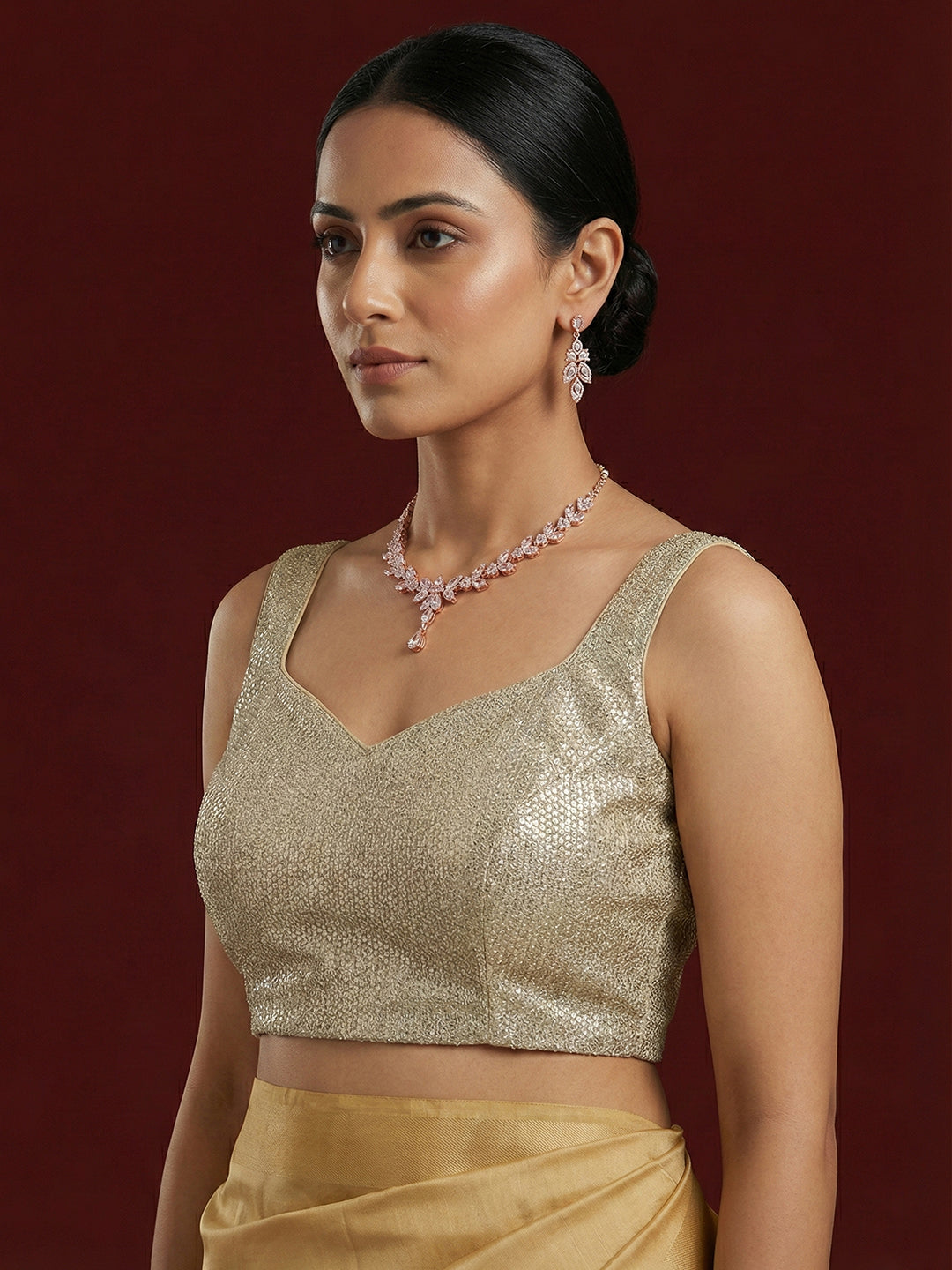 Embellished Gold Saree Blouse