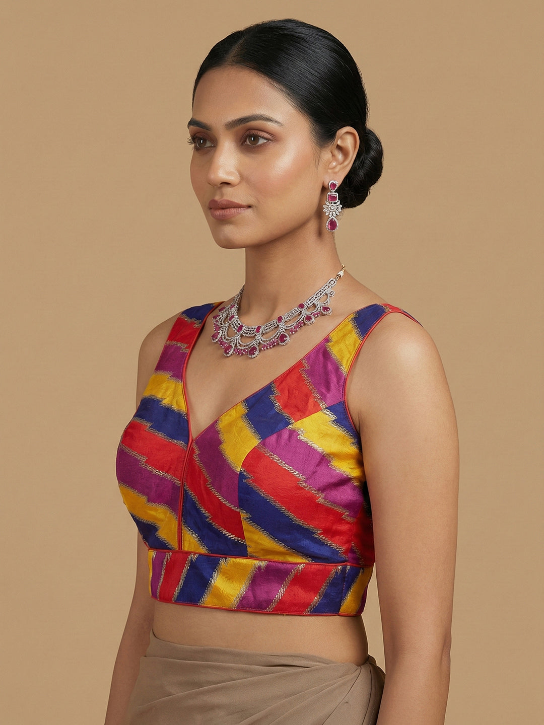 Multi Red Coloured Blouse