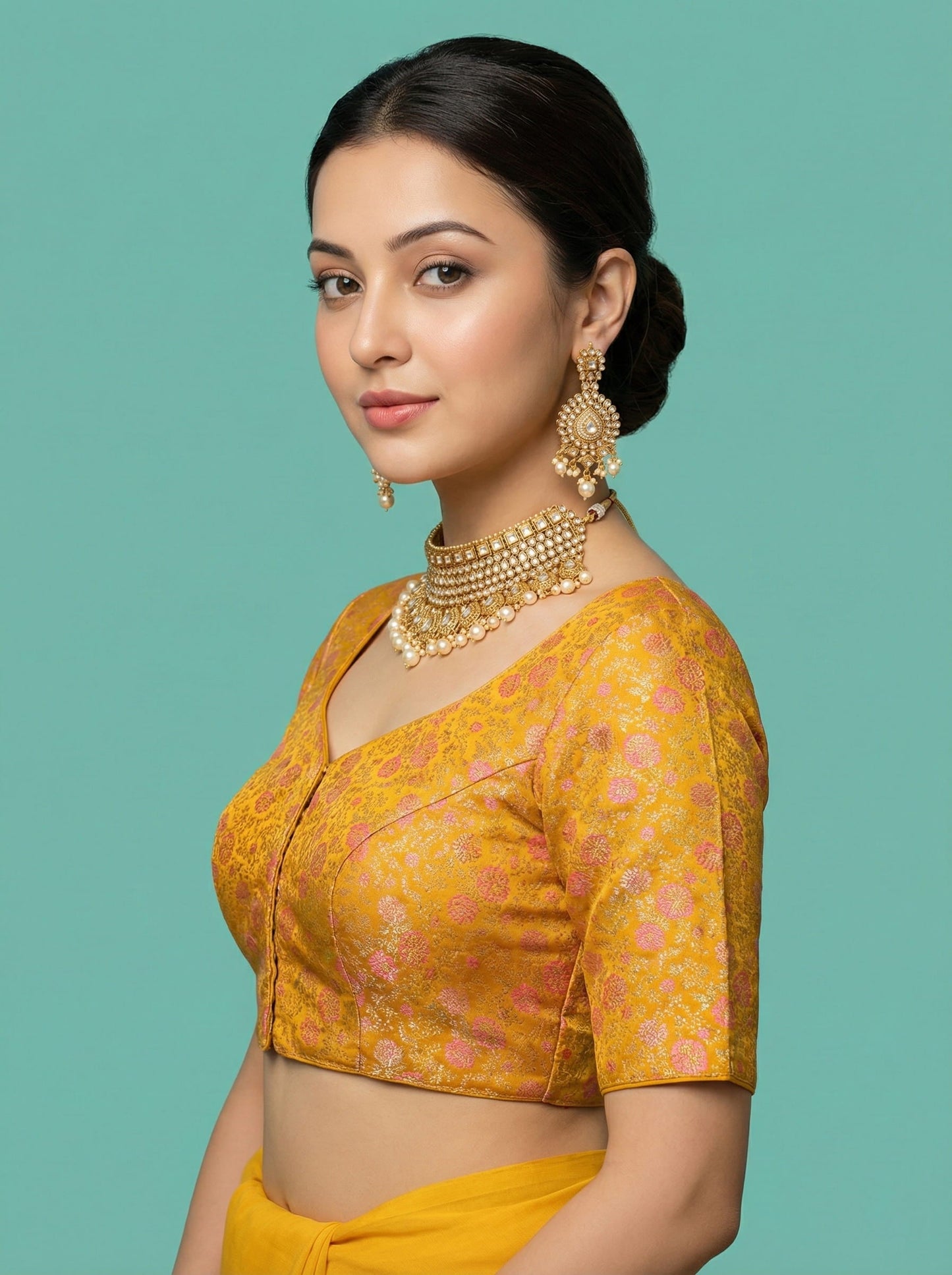 Woven Yellow Design Blouse