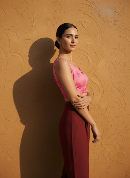 Tie-Dye Pink Embroidered Blouse