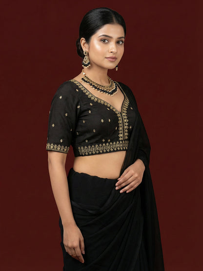 Women's Capri Silk Embroidered Saree Blouse