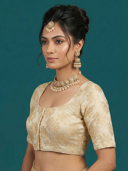 Satin Cream Brocade Blouse