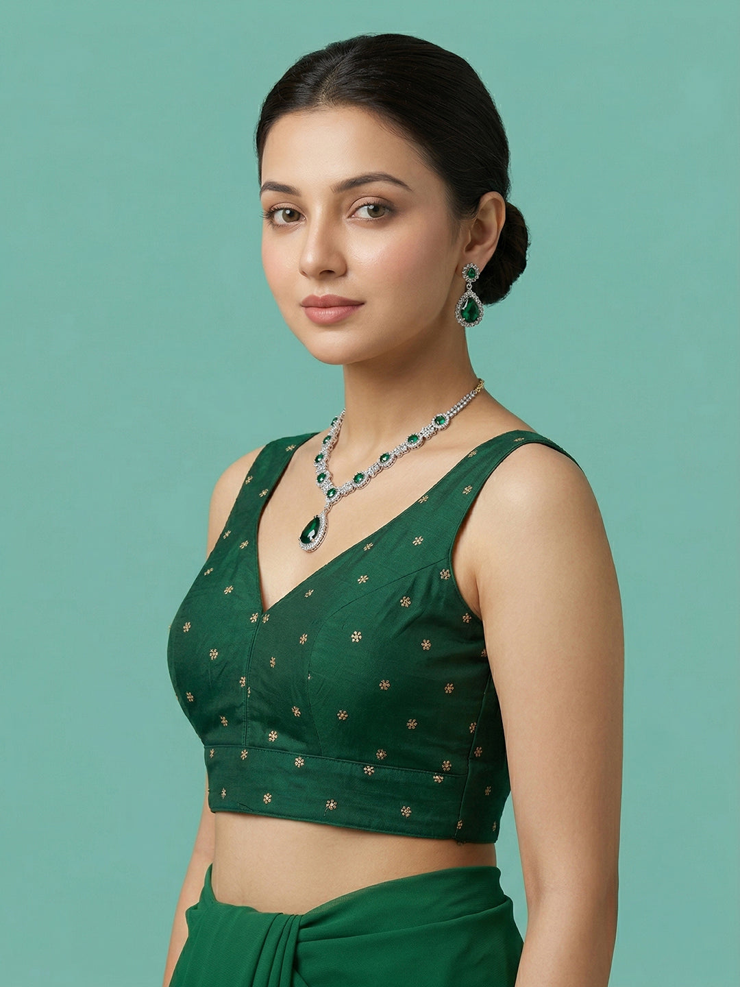 Silk Green Designer Blouse