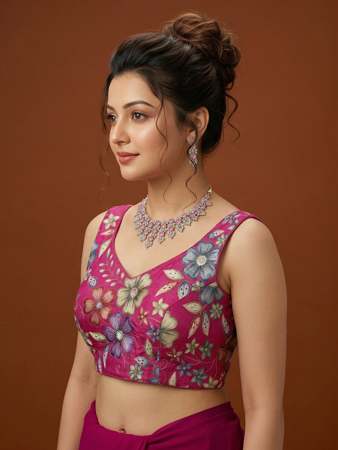Silk Magenta Saree Blouse