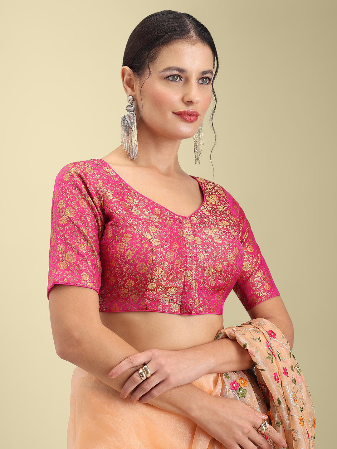 Woven Pink Design Blouse