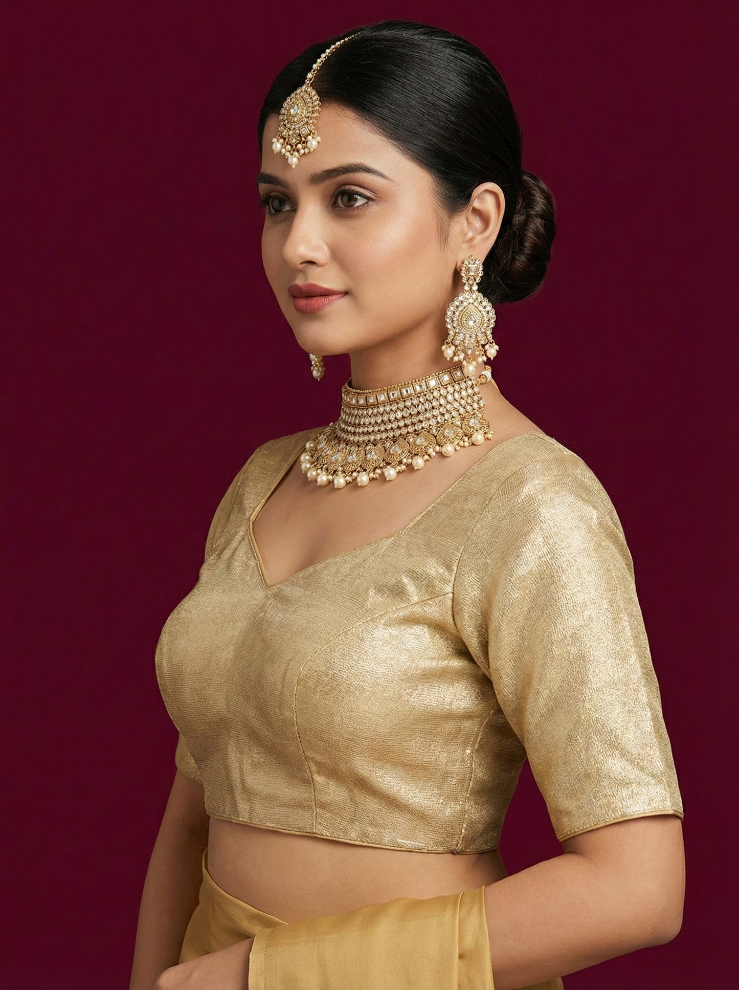 Plain Gold Tissue Blouse