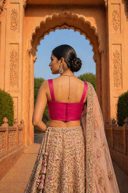 Solid Tafeta Pink Saree Blouse