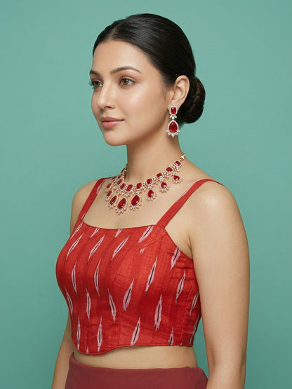 Cotton Blend Woven Design Saree Blouse