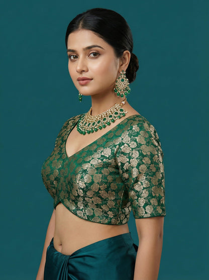 Woven Green Design Blouse