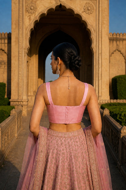 Solid Tafeta light Pink Saree Blouse