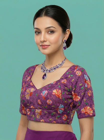 Silk Purple Saree Blouse