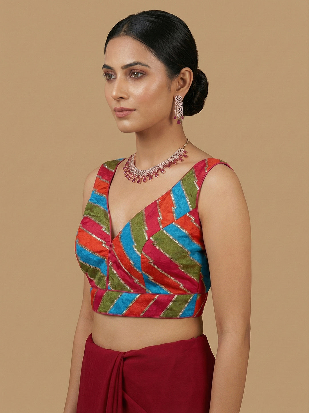 Multi Rani Pink Coloured Blouse