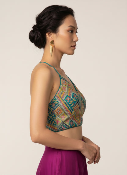 Embroidered Rama Saree Blouse