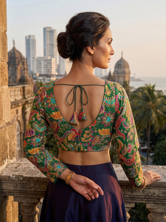 Women Green Embroidered Blouse