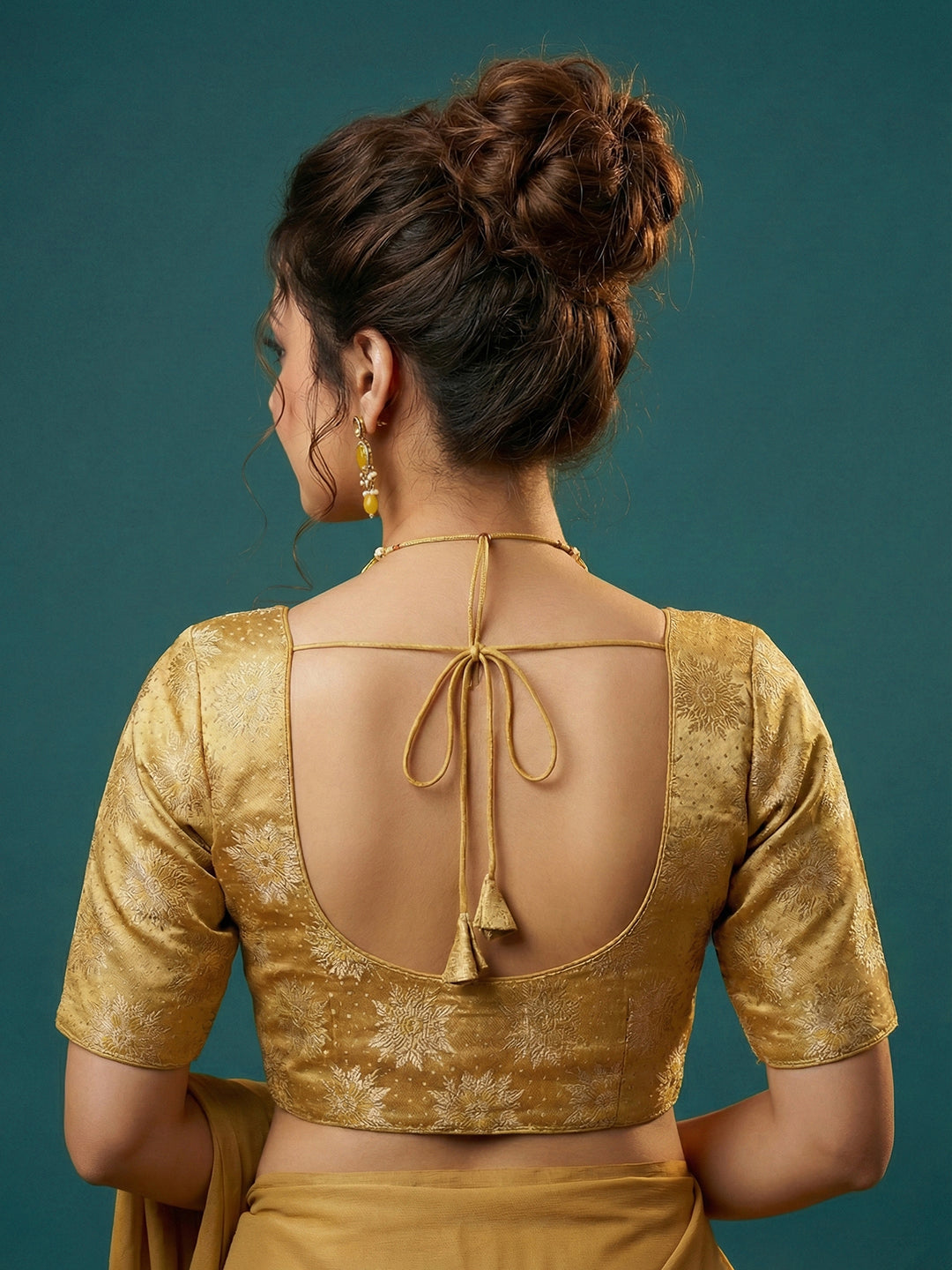 Satin Gold Brocade Blouse