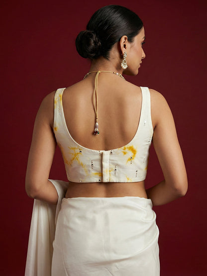 Tie-Dye Yellow Embroidered Saree Blouse