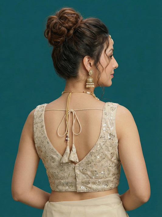 Designer Cream Embroidered Blouse