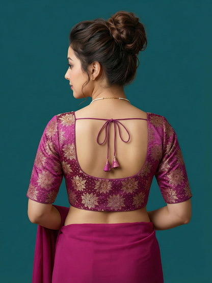 Satin Purple Brocade Blouse