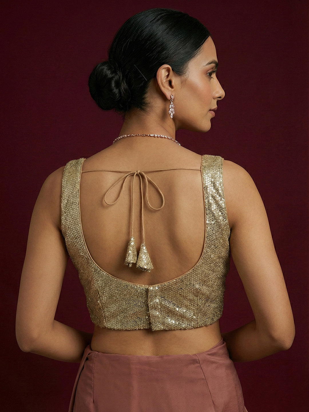 Embellished Gold Saree Blouse