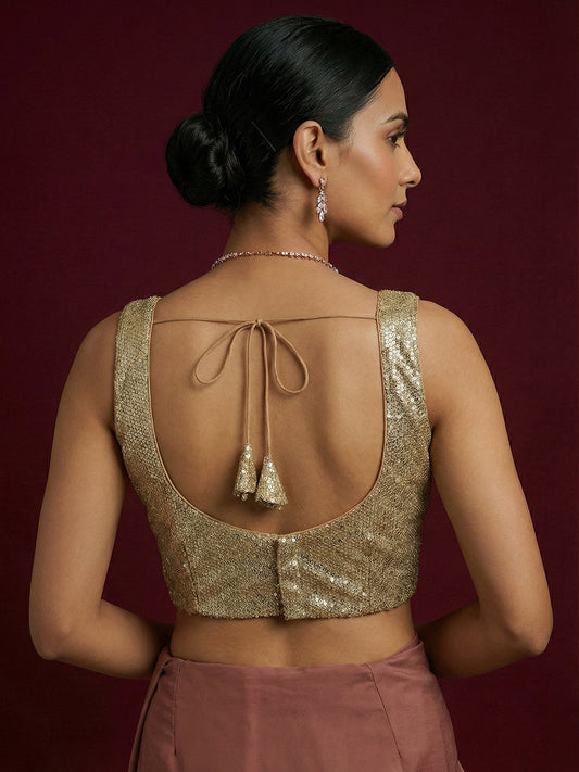 Embellished Gold Saree Blouse
