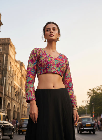 Women Magenta Embroidered Blouse