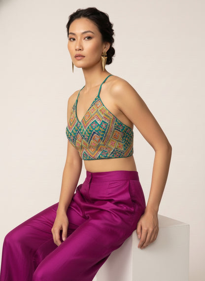 Embroidered Rama Saree Blouse