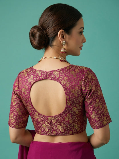 Woven Magenta Design Blouse