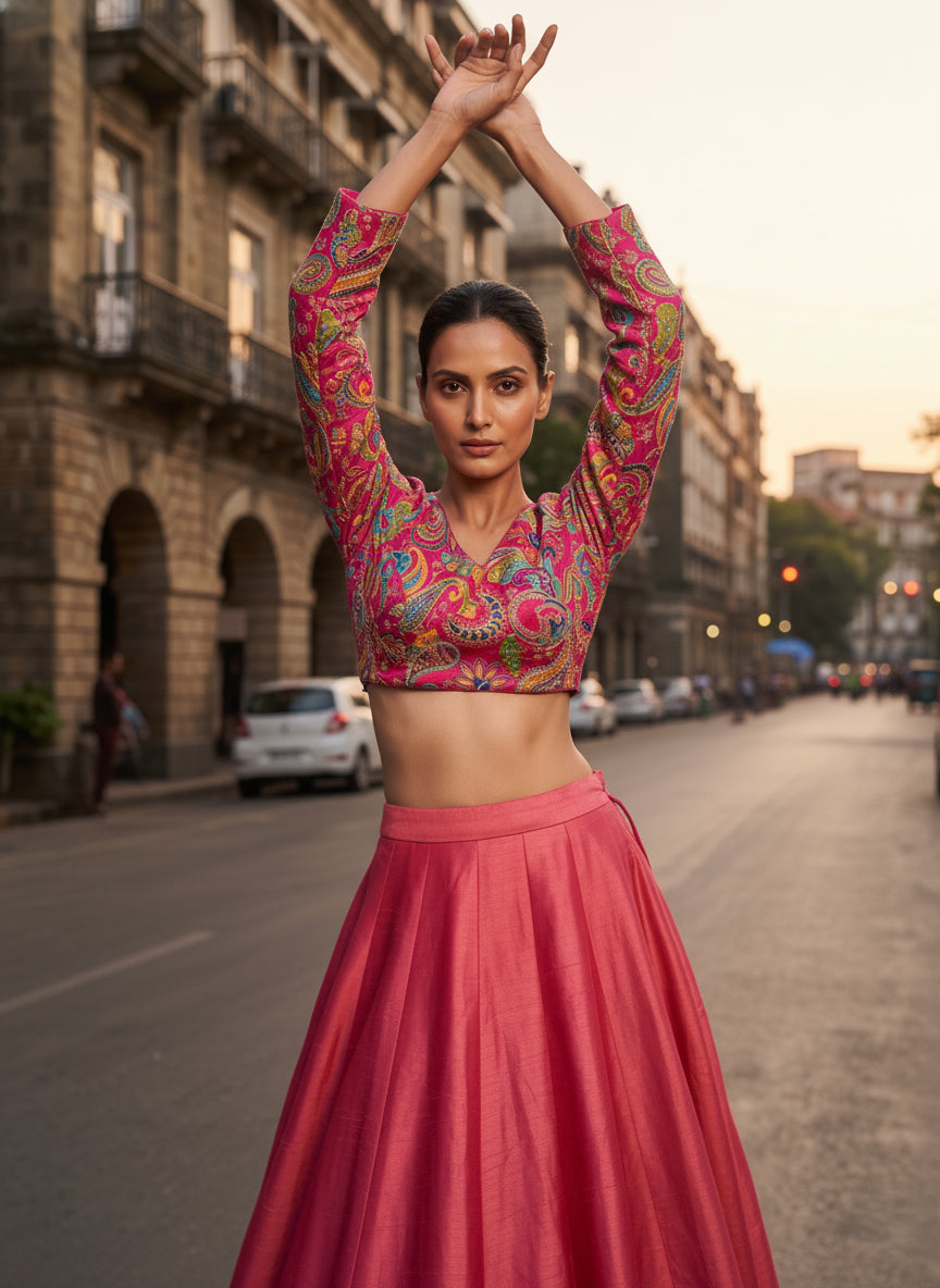 Women Pink Embroidered Blouse
