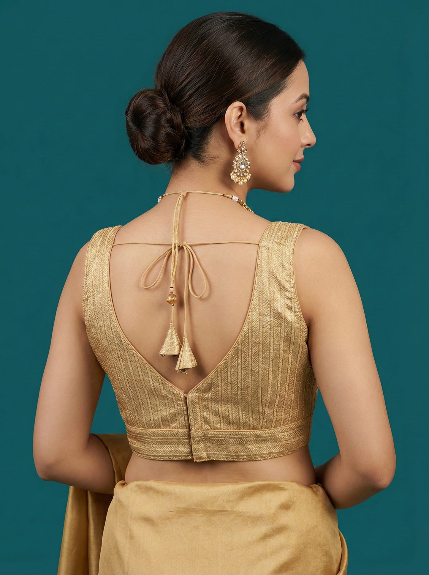 Woven Gold Design Blouse