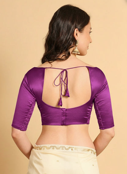 Satin Purple Stretchable Blouse