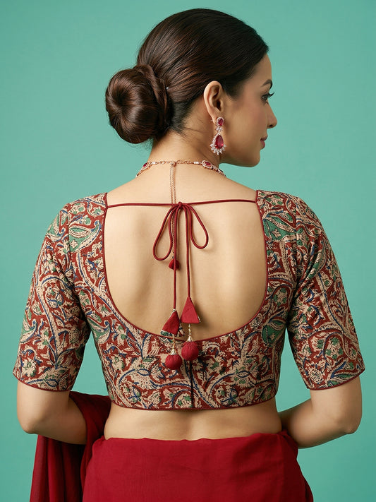 Kalamkarri Designer Brown Blouse