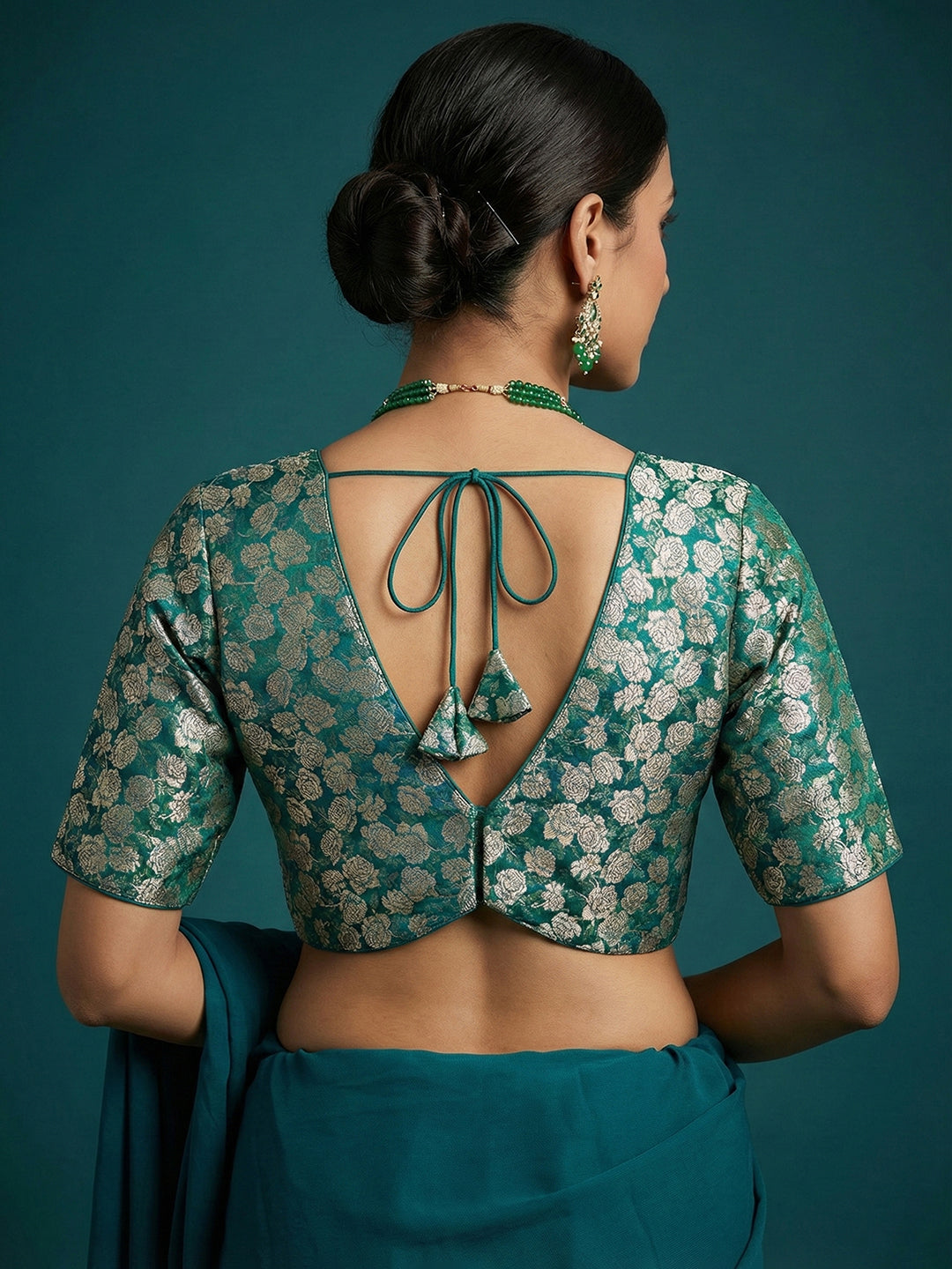 Woven Teal Design Blouse